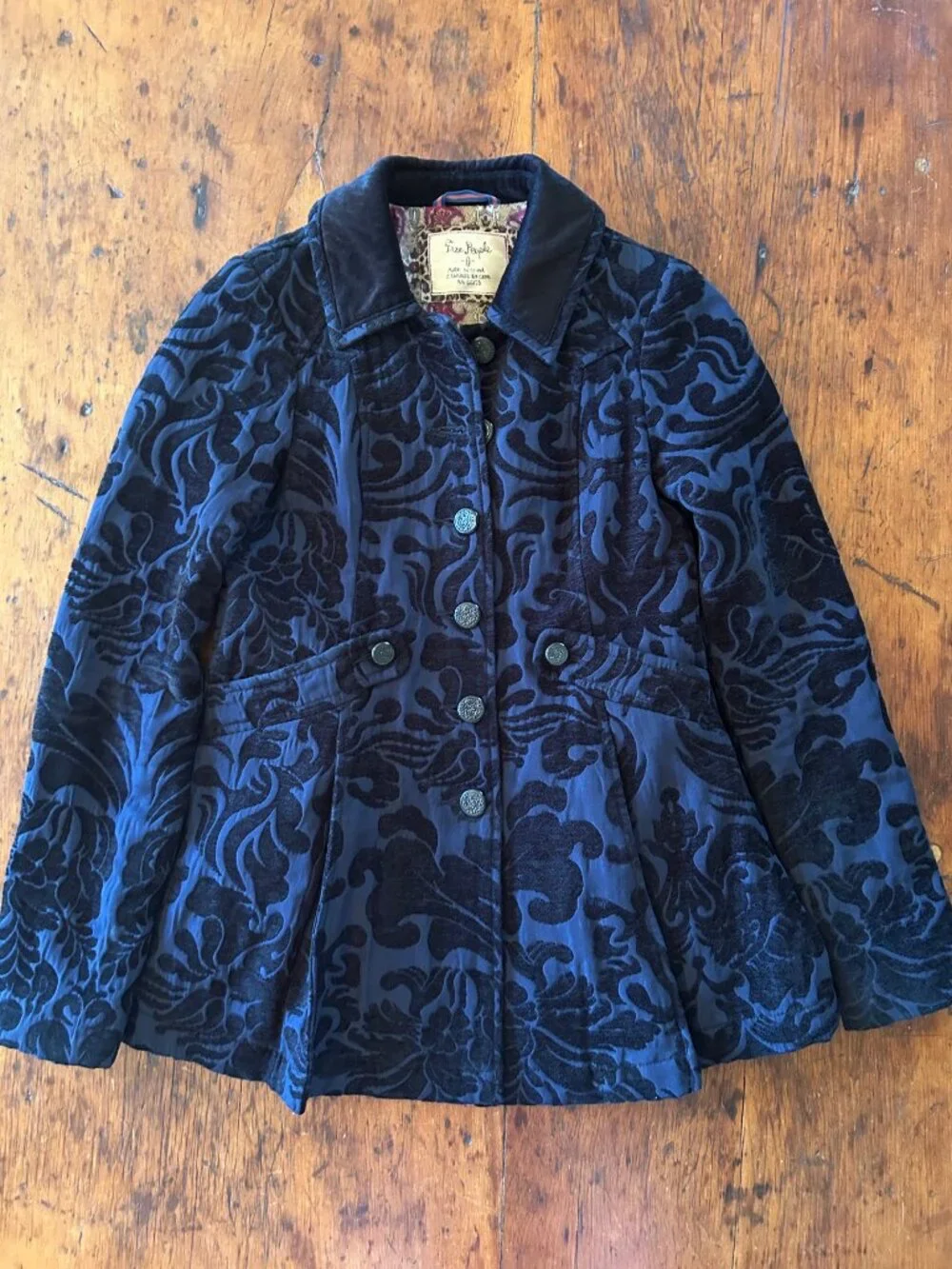 Vintage Y2K Betsey Johnson Jacquard Pleated Military Coat